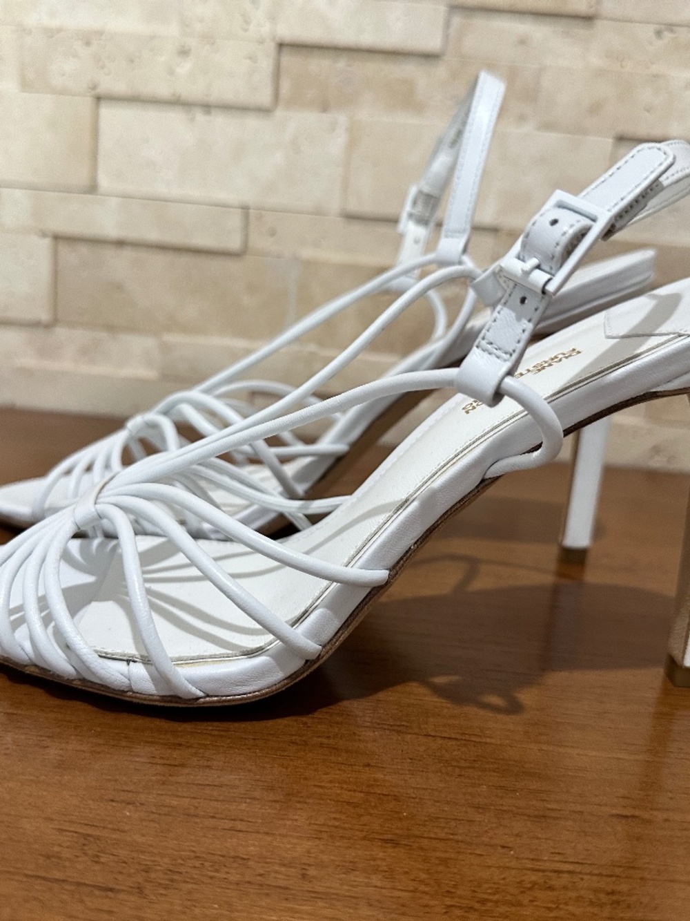 Diane von Furstenberg NWOT MILENA POWDER WHITE Heels Size 8.5 Open Toe Leather